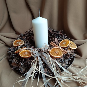 Decoratiune Craciun cu kumanare, Craciun, Decoratiuni de Craciun de casa, Decor pentru masa de Craciun, Aranjament de flori, ARTYNOS