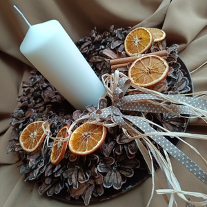 Decoratiune Craciun cu kumanare - crăciun - decorațiuni de crăciun de casă - decor pentru masă de crăciun - Artynos.ro