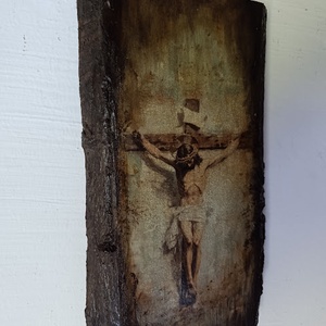 Răstignirea -Icoană pe Lemn Unicat Antichizată - casă & stil de viață - accesorii religioase - icoane cu sfinți - Artynos.ro