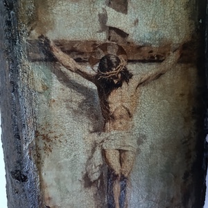 Răstignirea -Icoană pe Lemn Unicat Antichizată - casă & stil de viață - accesorii religioase - icoane cu sfinți - Artynos.ro