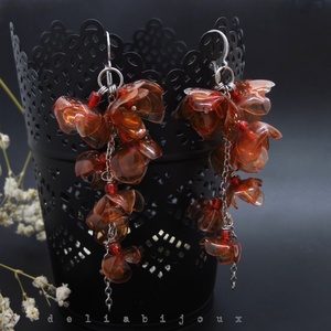 Cercei handmade din plastic reciclat model floral, colorați (cod1266) - bijuterii - cercei - cercei candelabru - Artynos.ro