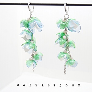 Cercei statement handmade unicat - PET-uri (plastic) reciclate - flori (cod1263) - bijuterii - cercei - cercei candelabru - Artynos.ro