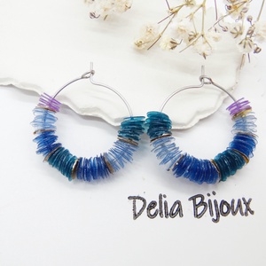 Cercei handmade din plastic reciclat Valuri de culoare (cod1272) - bijuterii - cercei - cercei cerc - Artynos.ro
