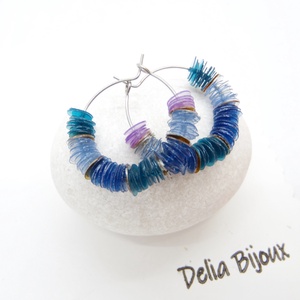 Cercei handmade din plastic reciclat Valuri de culoare (cod1272) - bijuterii - cercei - cercei cerc - Artynos.ro