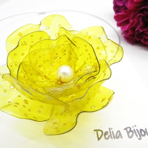 Colier statement handmade unicat - PET-uri (plastic) reciclate - floare (cod1227) - bijuterii - coliere - coliere statement - Artynos.ro