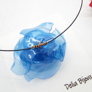 Colier statement handmade unicat - PET-uri (plastic) reciclate - floare (cod1221) - bijuterii - coliere - coliere statement - Artynos.ro