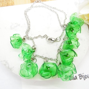 Colier statement handmade unicat - PET-uri (plastic) reciclate - floare (cod1222) - bijuterii - coliere - coliere statement - Artynos.ro
