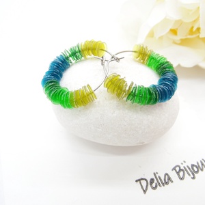 Cercei handmade din plastic reciclat - degrade (cod1274) - bijuterii - cercei - cercei cerc - Artynos.ro