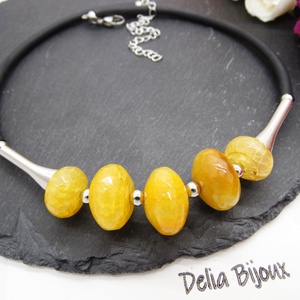 Colier statement handmade unicat agate galbene (cod1261), Bijuterii, Coliere, Coliere statement, Confectionarea bijuteriilor, ARTYNOS