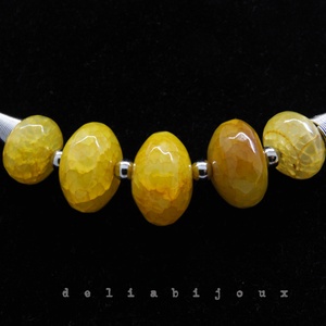 Colier statement handmade unicat agate galbene (cod1261) - bijuterii - coliere - coliere statement - Artynos.ro