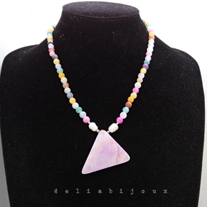 Colier handmade - agate frozen si perle cultura (cod1246) - bijuterii - coliere - coliere statement - Artynos.ro