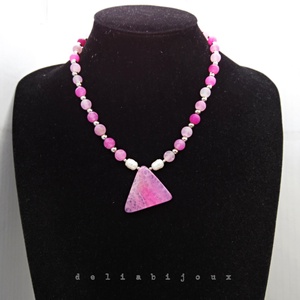 Colier handmade - agate frozen si perle cultura (cod1247) - bijuterii - coliere - coliere statement - Artynos.ro