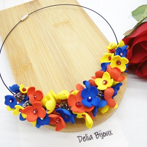 Colier handmade statement - Tricolor (cod1262) - bijuterii - coliere - coliere statement - Artynos.ro