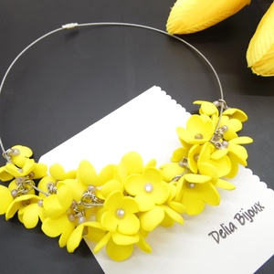 Colier handmade statement unicat -floral - foamiran (cod1174) - bijuterii - coliere - coliere statement - Artynos.ro