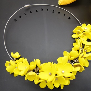 Colier handmade statement unicat -floral - foamiran (cod1174) - bijuterii - coliere - coliere statement - Artynos.ro