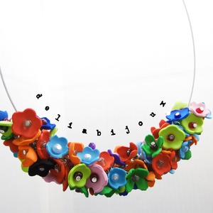 Colier handmade statement -floral - multicolor foamiran (cod1103) - bijuterii - coliere - coliere statement - Artynos.ro