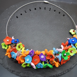 Colier handmade statement -floral - multicolor foamiran (cod1103) - Artynos.ro