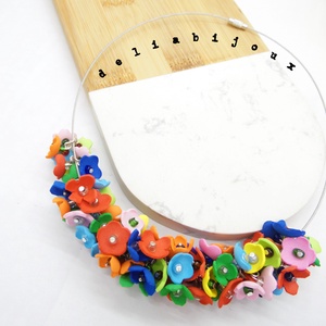 Colier handmade statement -floral - multicolor foamiran (cod1103) - bijuterii - coliere - coliere statement - Artynos.ro