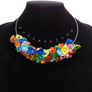 Colier handmade statement -floral - multicolor foamiran (cod1103) - bijuterii - coliere - coliere statement - Artynos.ro