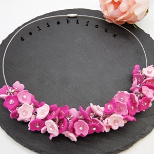 Colier handmade statement -floral - foamiran (cod1048) - bijuterii - coliere - coliere statement - Artynos.ro