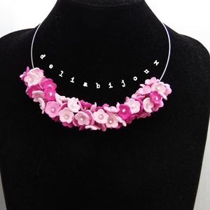 Colier handmade statement -floral - foamiran (cod1048) - bijuterii - coliere - coliere statement - Artynos.ro