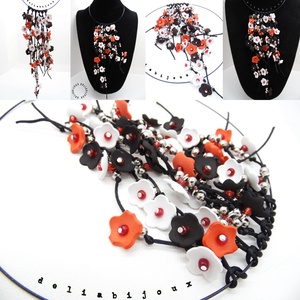 Colier handmade statement unicat -floral - foamiran (cod1004) - Artynos.ro