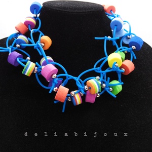 Colier statement unicat multicolor din silicon si foamiran (cod1277) - bijuterii - coliere - coliere statement - Artynos.ro
