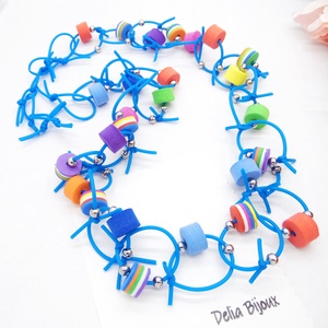 Colier statement unicat multicolor din silicon si foamiran (cod1277) - bijuterii - coliere - coliere statement - Artynos.ro