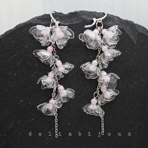 Cercei handmade unicat Flori delicate din plastic reciclat și inox (cod1294) - bijuterii - cercei - cercei cerc - Artynos.ro