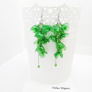 Cercei handmade unicat Flori delicate din plastic reciclat si inox (cod1297), Bijuterii, Cercei, Cercei cerc, Confectionarea bijuteriilor, Produse fabricate din materiale reciclate, ARTYNOS