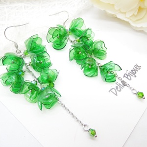 Cercei handmade unicat Flori delicate din plastic reciclat și inox (cod1297) - bijuterii - cercei - cercei cerc - Artynos.ro