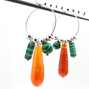 Cercei statement handmade unicat cu agate naturale și malachit 15 combinații într-o singură pereche (cod1301) - bijuterii - cercei - cercei cerc - Artynos.ro