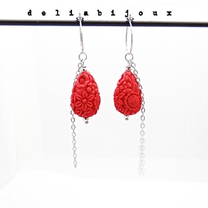 Cercei handmade unicat - cinabru (cod1282) - bijuterii - cercei - cercei cerc - Artynos.ro