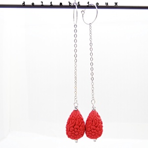 Cercei handmade unicat - cinabru (cod1282) - bijuterii - cercei - cercei cerc - Artynos.ro