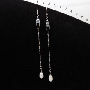 Cercei handmade unicat - hematit si perle (cod1252), Bijuterii, Cercei, Cercei cerc, Confectionarea bijuteriilor, ARTYNOS