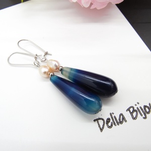 Cercei handmade unicat - agate si perle (cod1126, Bijuterii, Cercei, Cercei cerc, Confectionarea bijuteriilor, ARTYNOS
