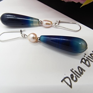 Cercei handmade unicat - agate si perle (cod1126 - bijuterii - cercei - cercei cerc - Artynos.ro