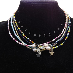 Coliere handmade - perle naturale de cultura si margele de nisip (cod1059) - bijuterii - coliere - coliere statement - Artynos.ro