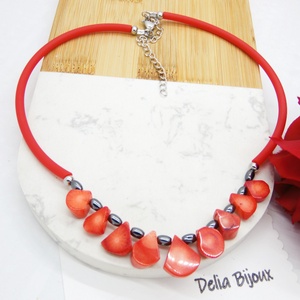 Colier handmade unicat - coral, hematit (cod1212) - bijuterii - coliere - coliere statement - Artynos.ro