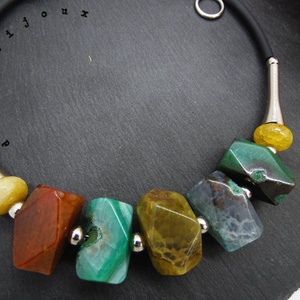 Colier statement handmade unicat agate multicolore (cod1195) - bijuterii - coliere - coliere statement - Artynos.ro