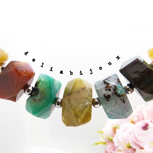 Colier statement handmade unicat agate multicolore (cod1195) - bijuterii - coliere - coliere statement - Artynos.ro