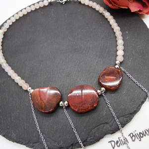 Colier handmade unicat - agate si cuart (cod1186), Bijuterii, Coliere, Coliere statement, Confectionarea bijuteriilor, ARTYNOS