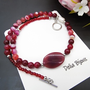 Colier handmade unicat - agate si perla cultura (cod1130) - bijuterii - coliere - coliere statement - Artynos.ro