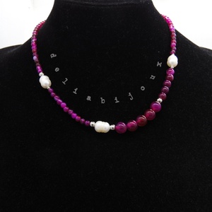 Colier handmade - agate si perle cultura (cod1128) - bijuterii - coliere - coliere statement - Artynos.ro