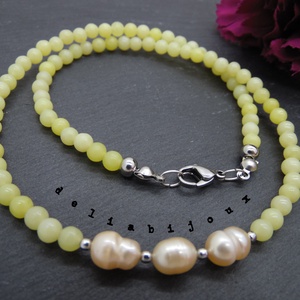 Colier handmade - jad si perle cultura (cod1045) - bijuterii - coliere - coliere statement - Artynos.ro