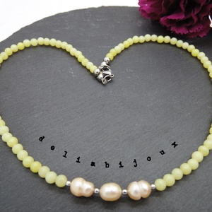 Colier handmade - jad si perle cultura (cod1045) - bijuterii - coliere - coliere statement - Artynos.ro