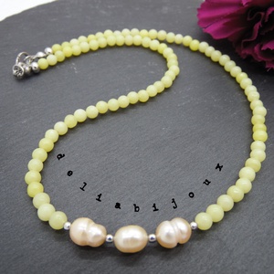 Colier handmade - jad si perle cultura (cod1045) - bijuterii - coliere - coliere statement - Artynos.ro