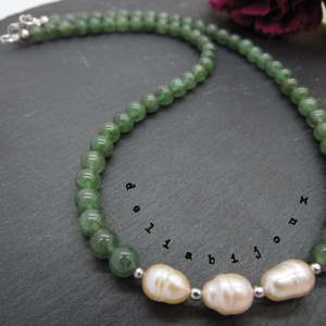 Colier handmade - aventurin si perle cultura (cod1044) - bijuterii - coliere - coliere statement - Artynos.ro