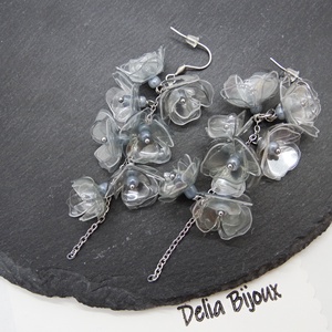 Cercei handmade unicat Flori delicate din plastic reciclat și inox (cod1306) - bijuterii - cercei - Artynos.ro