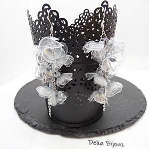 Cercei handmade unicat Flori delicate din plastic reciclat și inox (cod1306) - bijuterii - cercei - Artynos.ro